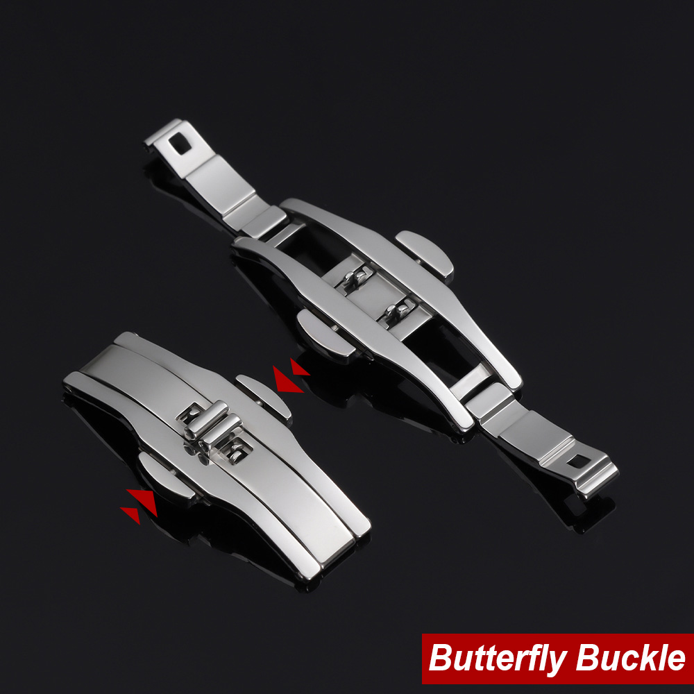 Butterfly Clasp Deployant - Uhrenzubehör Doppeldrücker Automatischer Butterfly-Uhrenarmband-Verschluss Stahl-Faltschließe Metall-Universalarmband-Knopf