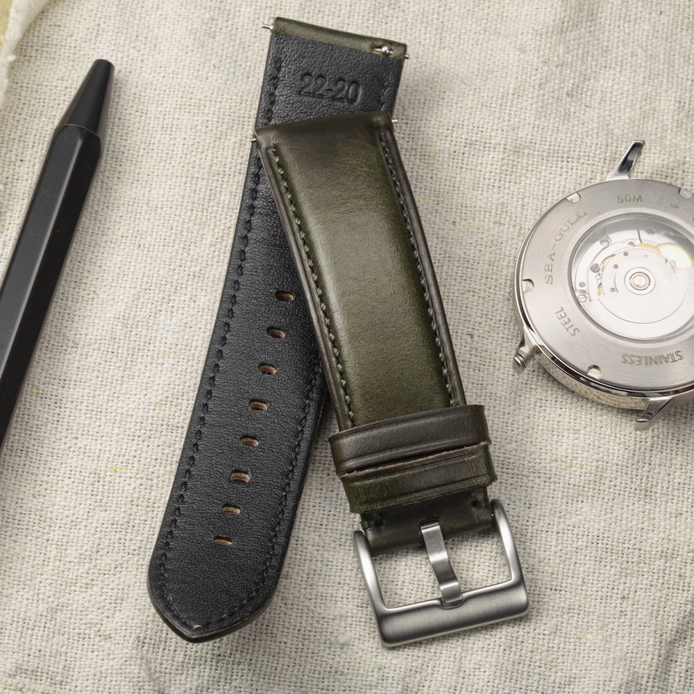 Leather Strap Quick Release - Hemsut Horween Leder-Uhrenarmbänder, Schnellverschluss, handgefertigte Echtleder-Armbänder,
