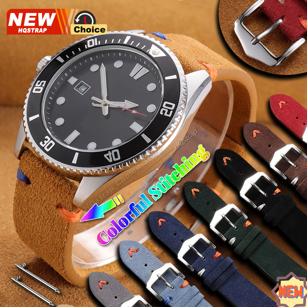 Suede Strap Watch - Neuer bunter Wildlederarmband mit Nähten, 22