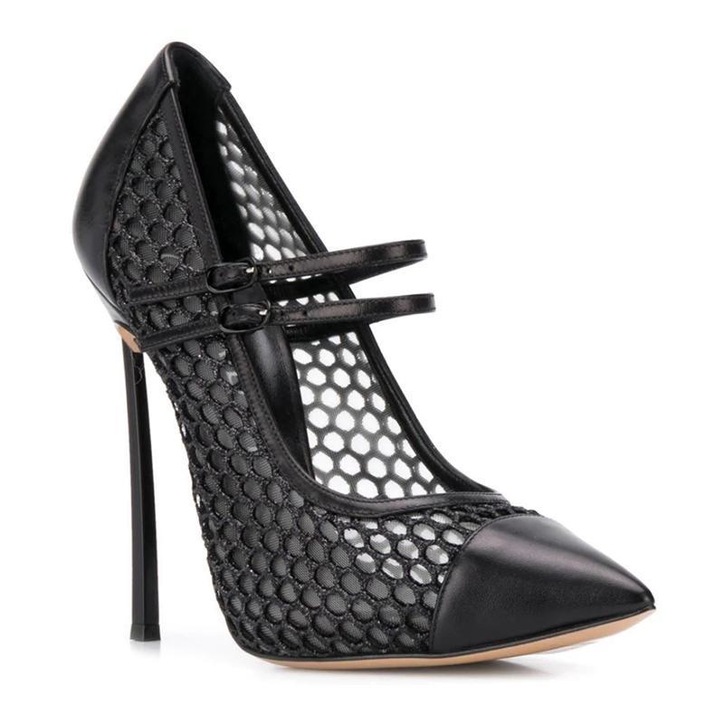 Mesh Strap Metal - Sexy Mesh Patchwork Spitz Klinge Ferse