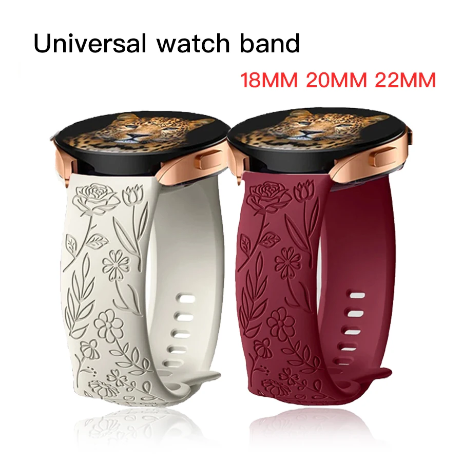Silicone Watch Band 22Mm - 18mm 20mm 22mm Rosen gravur band