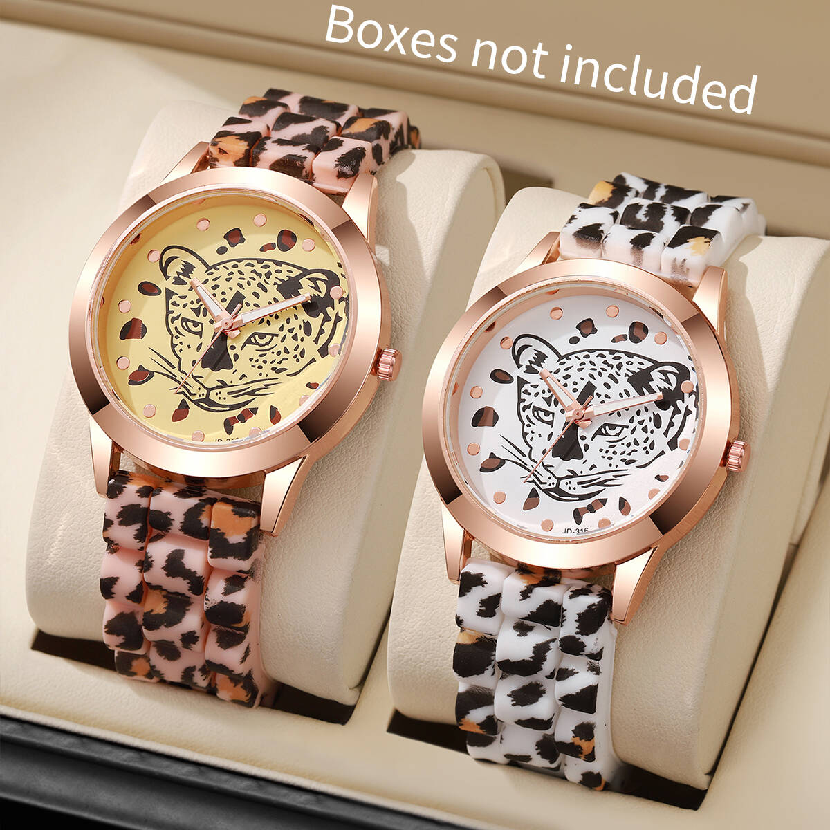 Silicone Band Women - 2 Stück/Set modische Damenuhren, lässig, mit