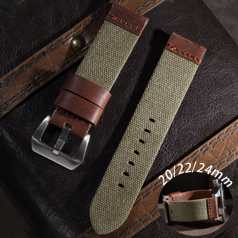 Leather Strap Quick Release - 20mm 22mm 24mm Nylon-Lederarmband für Seiko