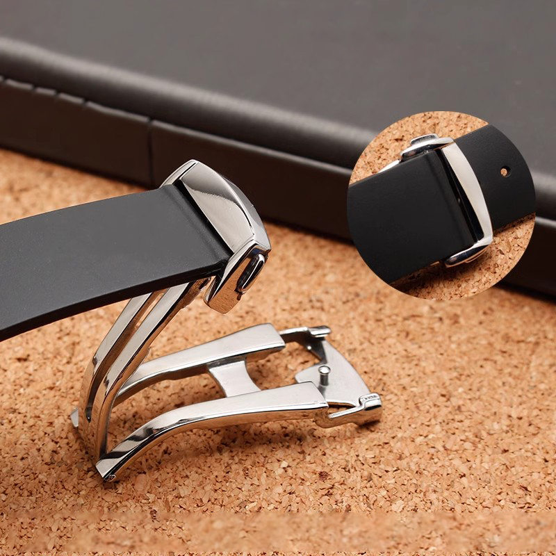 Butterfly Clasp Deployant - Edelstahl-Uhrenschnalle für Omega, Faltschließe, Leder-Gummi-Uhrenarmband, Faltschließe