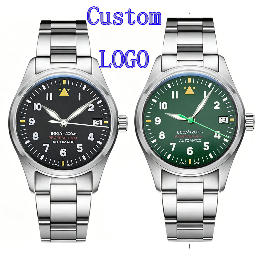Stainless Bracelet Diver - Benutzerdefiniertes LOGO 36mm 39mm Pilotenuhr Herren
