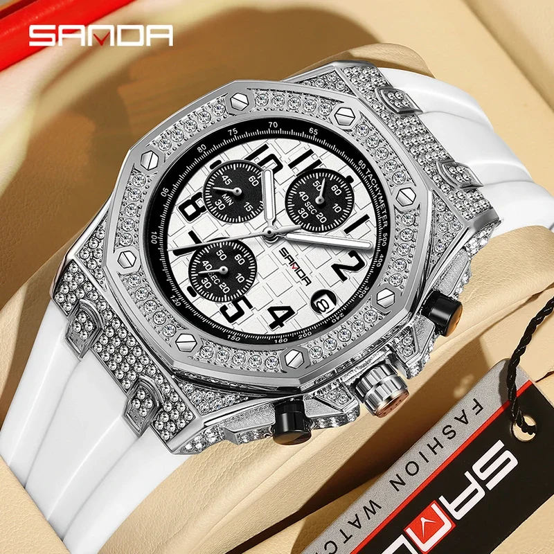 Tropic Strap Vintage - SANDA 7026 Herren-Quarzuhr Mode Freizeit Diamant