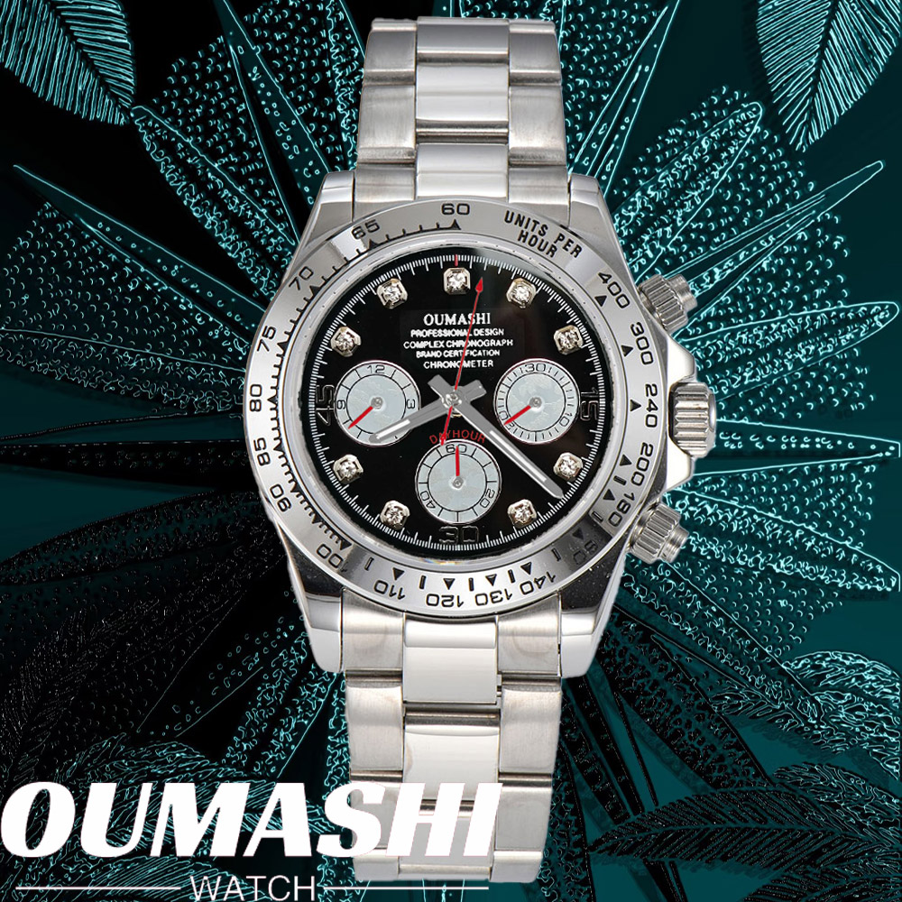 Stainless Bracelet Diver - Luxus VK63 UHR 39mm Quarz-Chronograph Business-Uhr