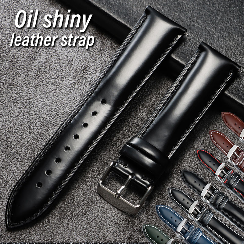 Leather Strap Quick Release - Ölglänzendes Armband aus echtem Leder, 18