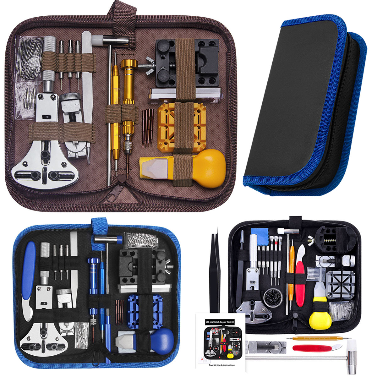 Spring Bar Tool Set - Professionelles Uhrenreparatur-Werkzeugset Uhrenbatterie-Austausch-Werkzeugset Federsteg-Werkzeugset Pinzetten Hämmer