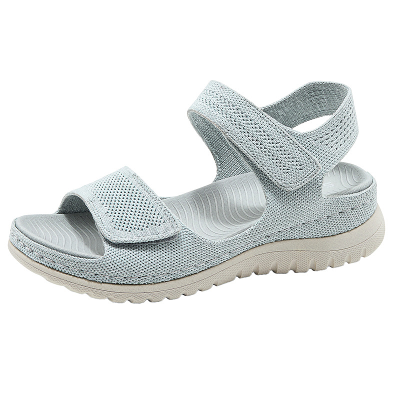 Sport Loop Velcro - Damen Strick-Mesh Plateau-Sportsandalen Doppelter Klettverschluss am