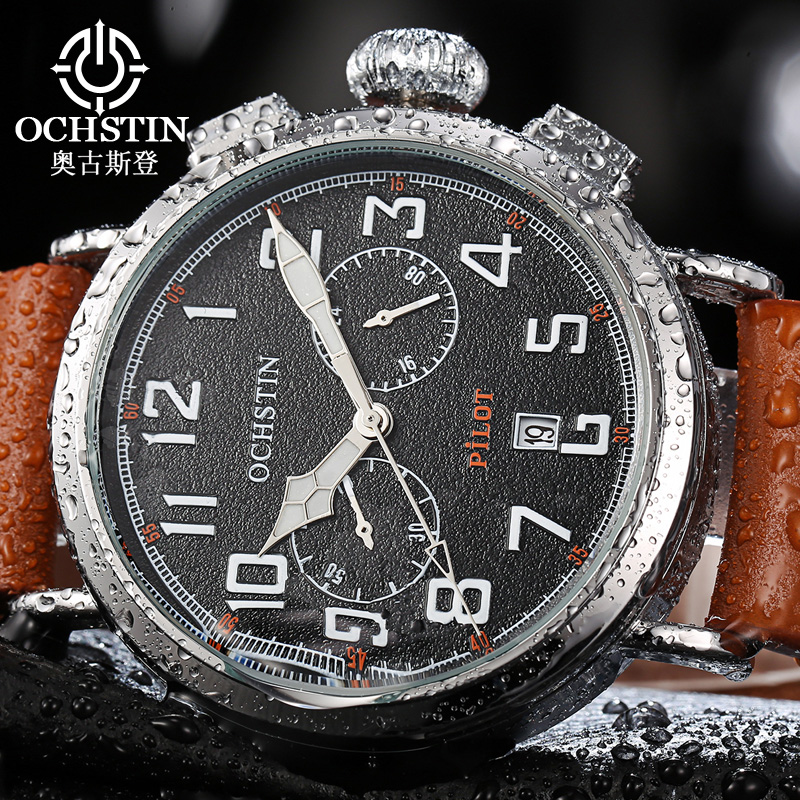 Leather Watch Band Men - OCHSTIN Echtes Lederband Mann Quarz Armbanduhr