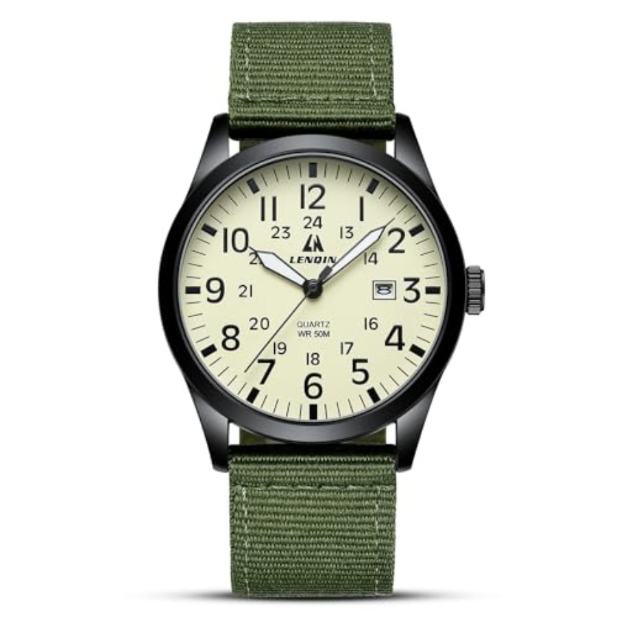 Leather Watch Band Men - LN LENQIN Herrenuhren, Unisex, Militär, Sport,