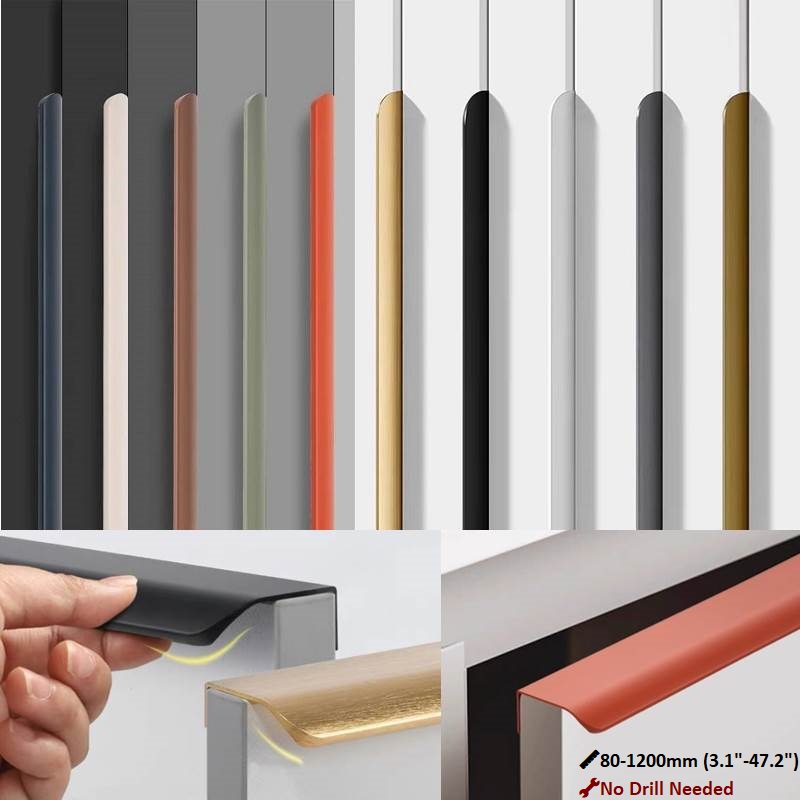 Curved Spring Bar - 80 mm-1200 mm unsichtbare Aluminium-Schrankgriffe |