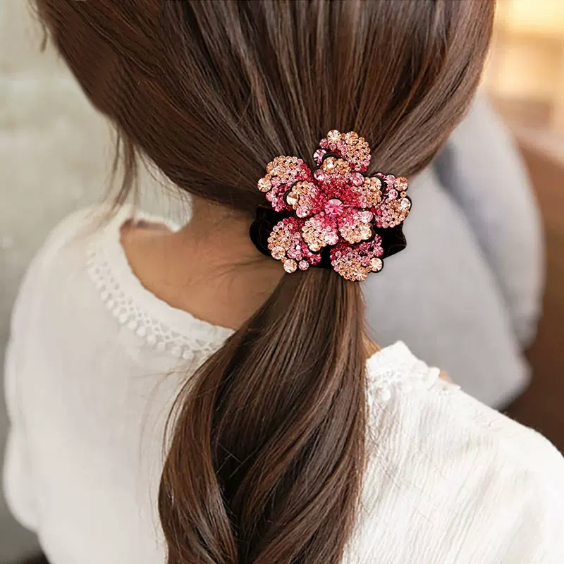 Frauen Strass Scrunchies Samt  – Silicone Band Women Bewertung und Preis