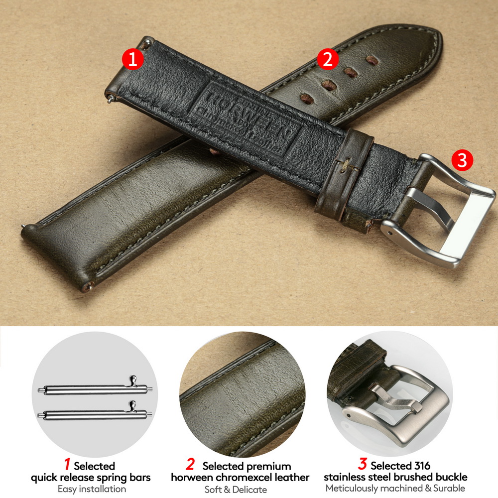 Hemsut Horween Leder-Uhrenarmb – Leather Strap Quick Release Bewertung und Preis