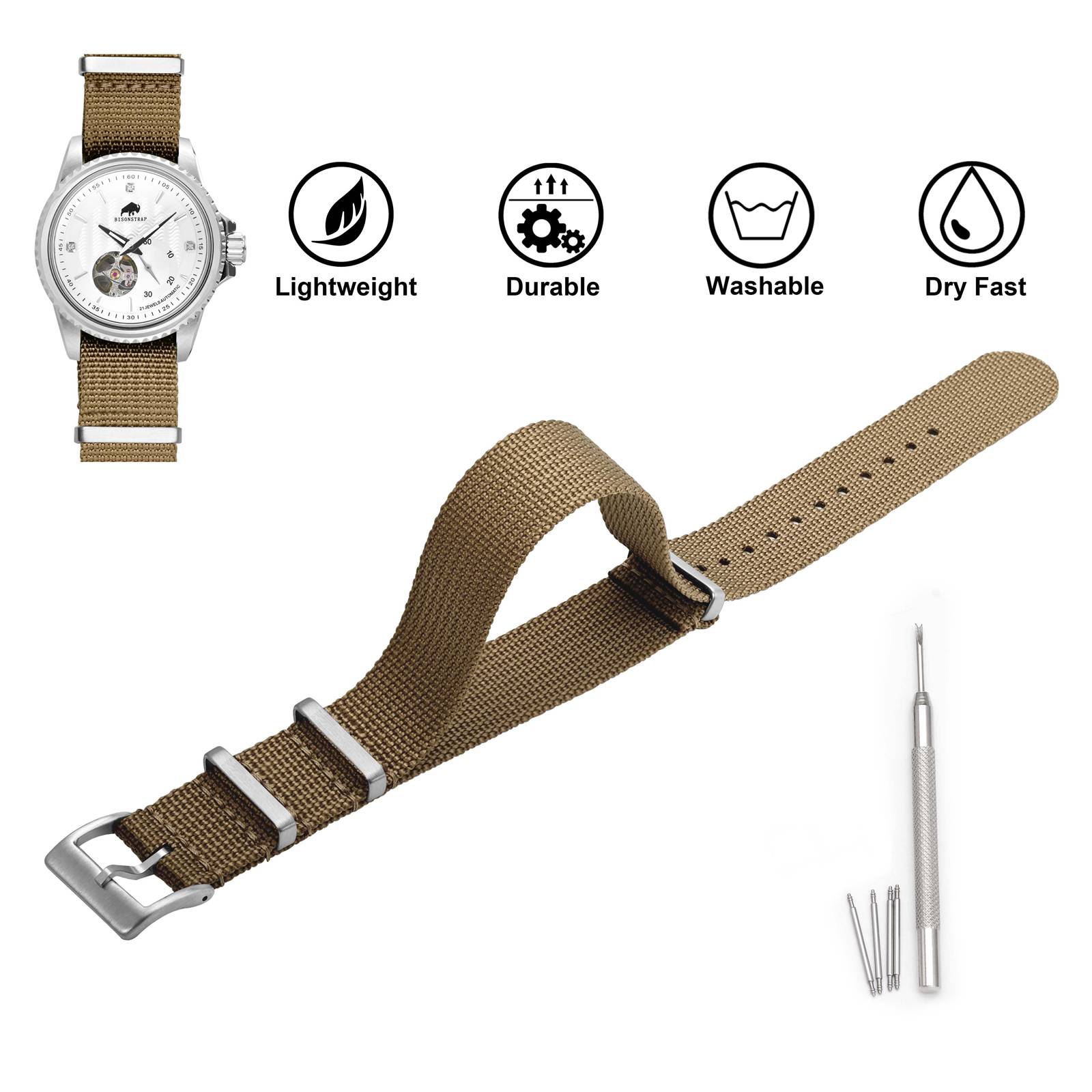 BISONSTRAP Herren-Uhrenarmband – Nato Strap Nylon Bewertung und Preis