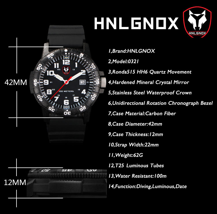Hnlgnox Mens Pilot Uhren Sport – Rubber Strap Diver Bewertung und Preis