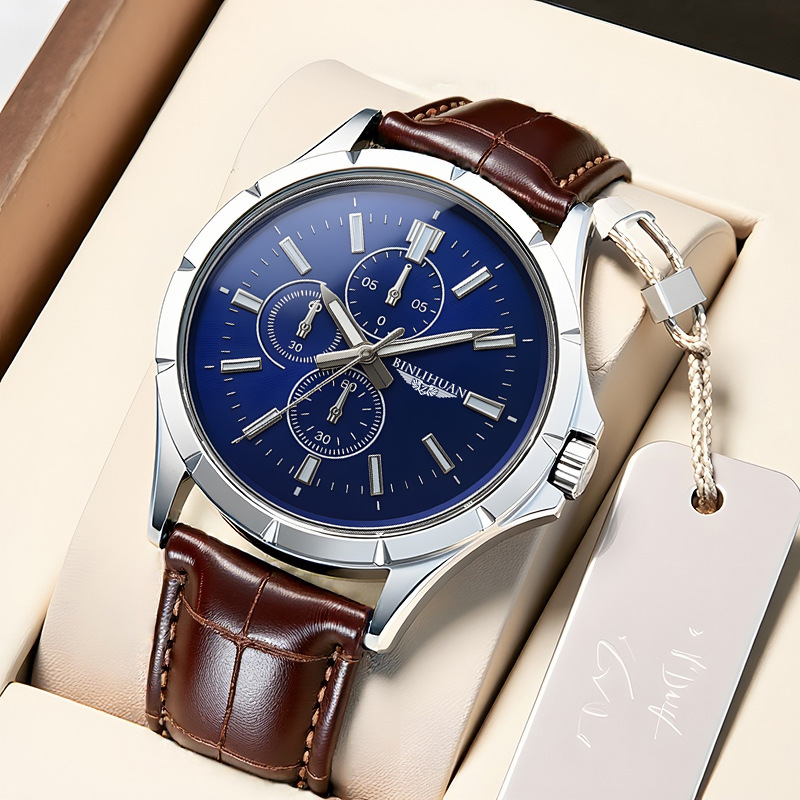 Herren Chronograph Quarzuhr, B – Leather Watch Band Men Bewertung und Preis