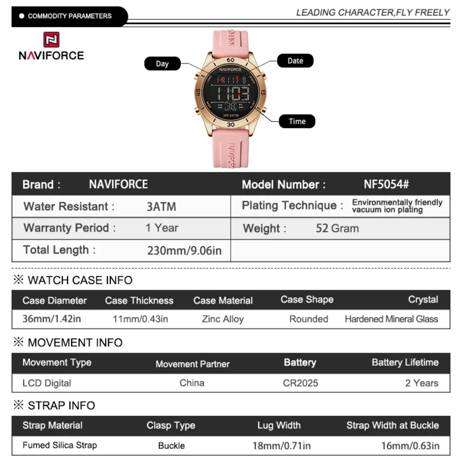 NAVIFORCE Uhr Für Frauen Mode  – Silicone Band Women Bewertung und Preis