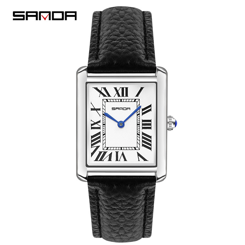 Sanda rechteckige Armbanduhren – Leather Watch Band Men Bewertung und Preis
