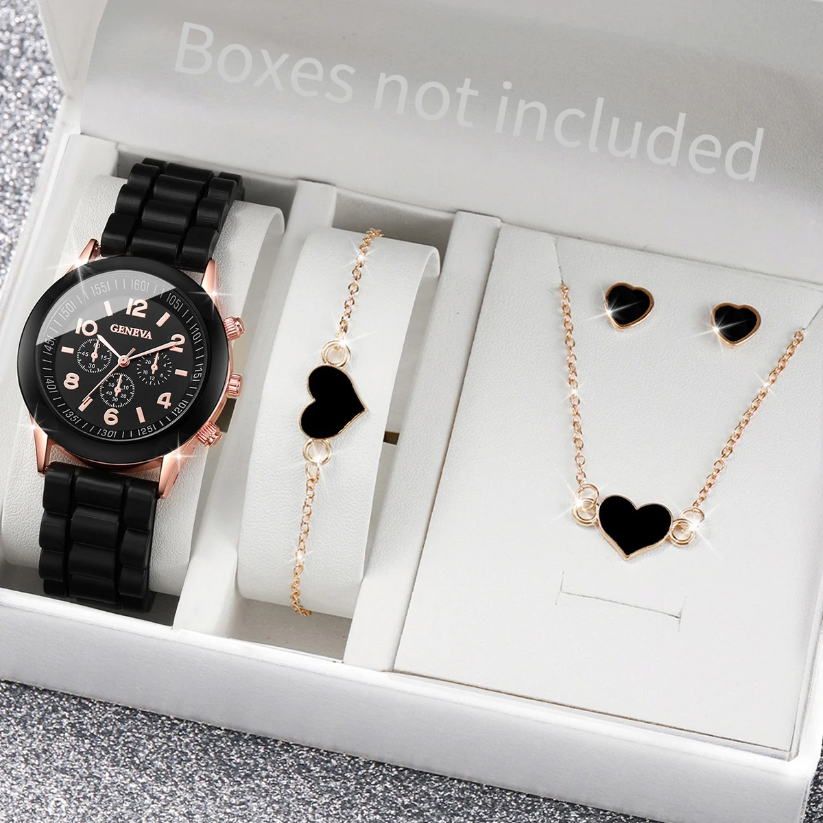5/6PCS Mode Damenuhren Casual  – Silicone Band Women Bewertung und Preis