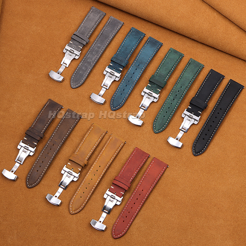 Vintage Mattes Leder-Uhrenarmb – Butterfly Clasp Deployant Bewertung und Preis